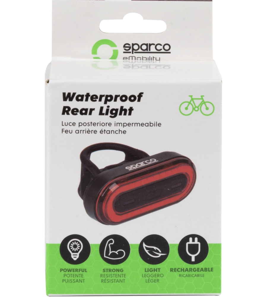 FANALINO POSTERIORE PER BICICLETTA SPARCO IN ALLUMINIO E SILICONE, 3 MODALITA' DI ILLUMINAZIONE